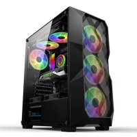 Gabinete Gamer Led RGB Hayom Preto com Lateral de Vidro Temperado com 3 Ventoinhas GB1710